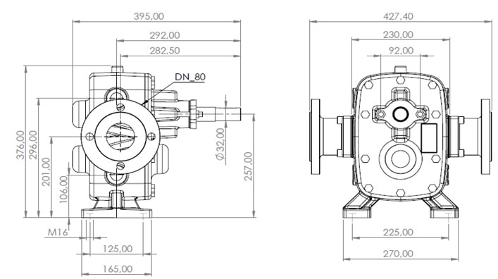 DT-251 Dişli Pompa ölçüler